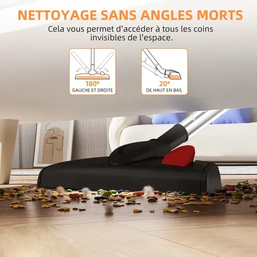 Aspirateur Balai Filtre HEPA H13, Aspirateur Balais Filaire 3-en-1, Câble 5m, Rouge