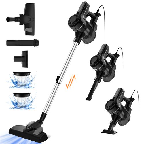 Aspirateur Balai Filtre HEPA H13, Aspirateur Balais Filaire 3-en-1, Câble 5m, Argent et Noir