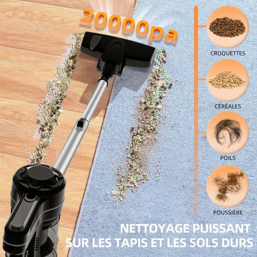 Aspirateur Balai Filtre HEPA H13, Aspirateur Balais Filaire 3-en-1, Câble 5m, Argent et Noir