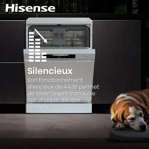 Lave-vaisselle pose libre HISENSE HS643C90W 16 couverts Blanc vue de profil