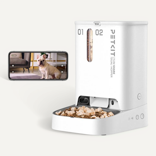 Yumshare Dual-hopper Distributeur De Croquettes Automatique Connecté Double Avec Caméra 5l