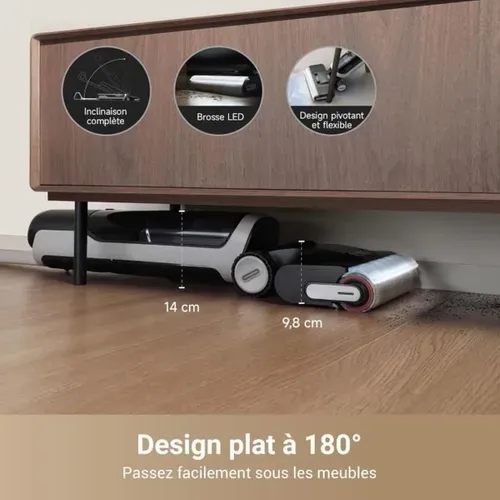 H14 Pro Aspirateur Laveur Sec Et Humide - Design Plat à 180° - Nettoyage De La Brosse à 60 °c - Séc