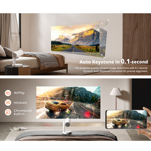 Projecteur Etoe Starfish Avec Android TV 11.0 Intégré Et Rotation À 140°