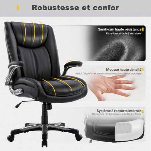 Chaise De Bureau Ergonomique Et Robuste, Charge Maximale 181 Kg, Noir
