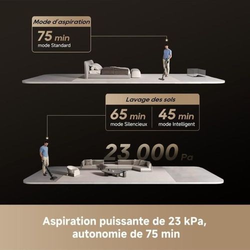 H15 Mix Aspirateur Laveur 7-en-1 - Bras Robotique Ia - Nettoyage Des Bords Triple - 23 Kpa - Lavage