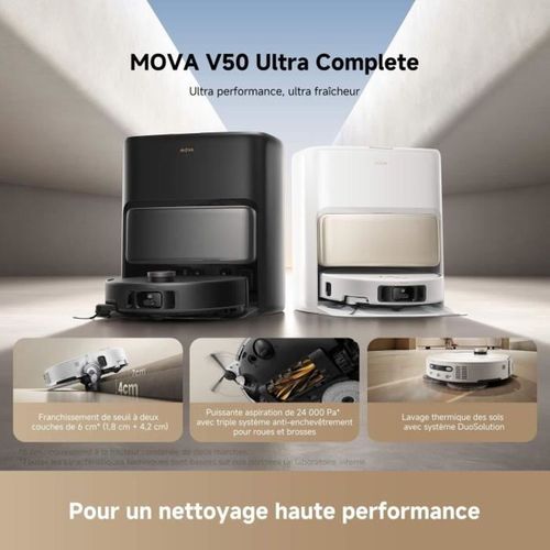 Robot Aspirateur Laveur V50 Ultra Complete -puissance 24 000 Pa - Lavage Thermique Des Sols Avec S