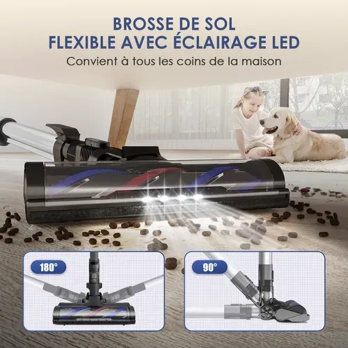 Aspirateur Balai Sans Fil 40 Kpa, 50 Min D'autonomie, 2 Vitesses, 1.3l Capacité, Anti-emmêlement