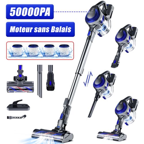 Aspirateur Balai Sans Fil 50 Kpa, 55 Min D'autonomie, 2 Vitesses, 1.6l Capacité, Anti-emmêlement
