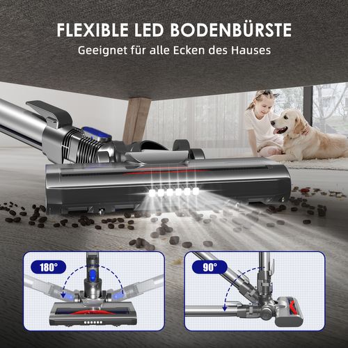 Aspirateur Balai Sans Fil 50 Kpa, 55 Min D'autonomie, 2 Vitesses, 1.6l Capacité, Anti-emmêlement