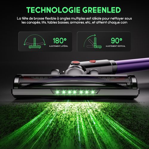 Aspirateur Balai 75Kpa, Autonomie 70 Minutes, Capacité 1,8 L, Léger Et Portable