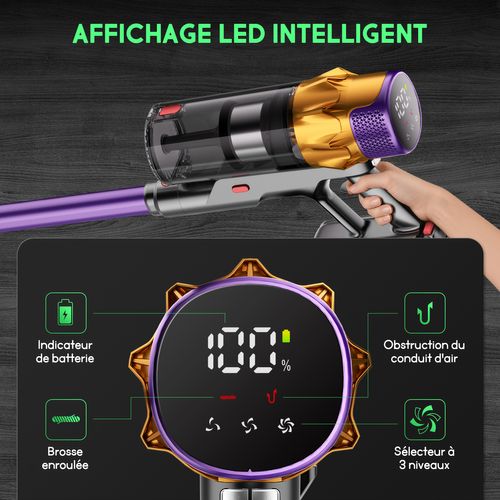 Aspirateur Balai 75Kpa, Autonomie 70 Minutes, Capacité 1,8 L, Léger Et Portable