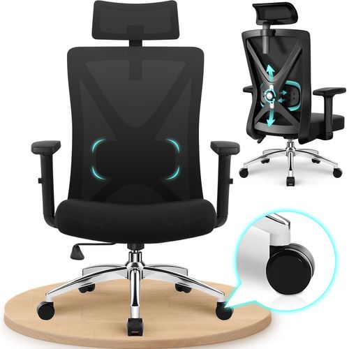 Chaise de bureau,fauteuil de bureau avec pied en métal, support lombaire réglable 5D, charge 200 kg