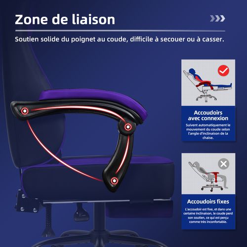 Chaise Gaming,fauteuil Gamer Avec Coussin Lombaire Et Repose-pieds,charge 150kg，Noir et violet