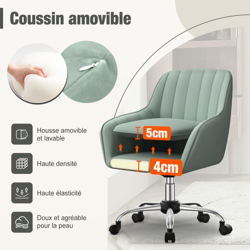 Chaise de bureau, Fauteuil De Bureau avec accoudoirs, Velours,Hauteur Réglable,Rotation à 360°