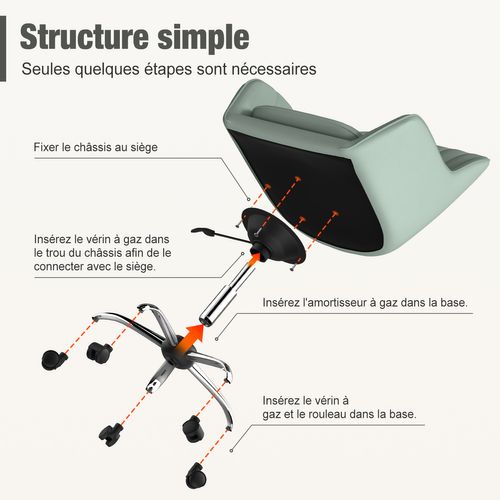 Chaise de bureau, Fauteuil De Bureau avec accoudoirs, Velours,Hauteur Réglable,Rotation à 360°