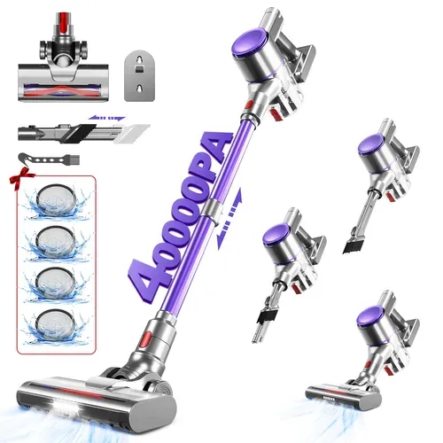 Aspirateur Balai Sans Fil 38 Kpa, 55 Min D'autonomie, 2 Vitesses, Charge Murale, Anti-emmêlement