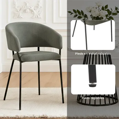 Lot De 6 Chaises De Salle à Manger, Pieds En Métal, Avec Dossier, Style Industriel Gris Foncé