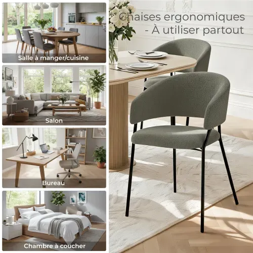 Lot De 6 Chaises De Salle à Manger, Pieds En Métal, Avec Dossier, Style Industriel Gris Foncé