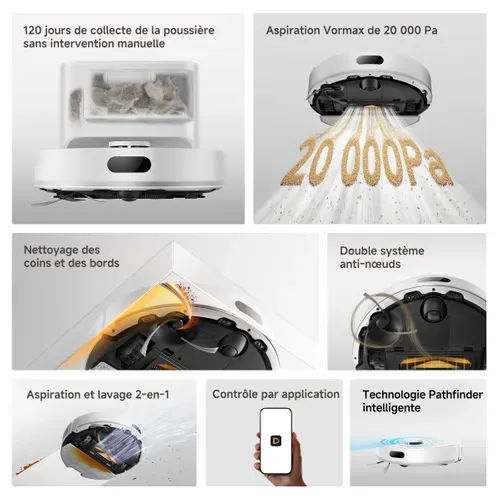 Aspirateur robot laveur DREAME D20 AirPlus 2-en-1 - Blanc