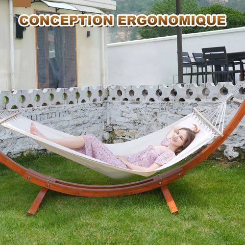 Hamac sur Pied, 2 Hamacs Inclus, Supporte 200 kg, Support en Bois 320×120×120 cm