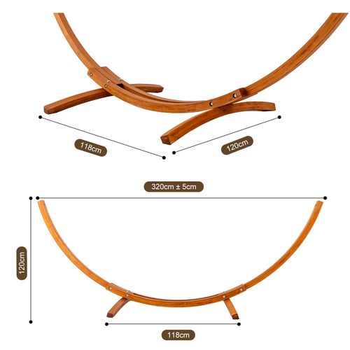 Hamac sur Pied, 2 Hamacs Inclus, Supporte 200 kg, Support en Bois 320×120×120 cm