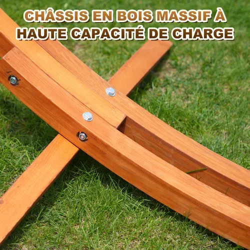Hamac sur Pied, 2 Hamacs Inclus, Supporte 200 kg, Support en Bois 320×120×120 cm