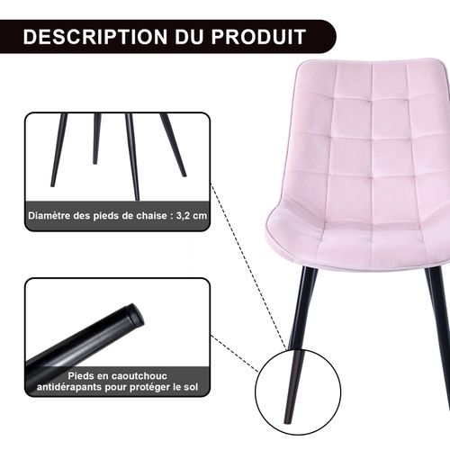 Lot De 4 Chaises à Manger - Chaises De Salle à Manger, Chaise De Bureau, Tabouret - Rose