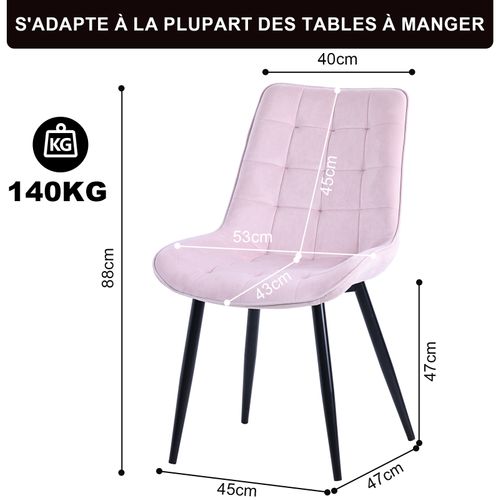Lot De 4 Chaises à Manger - Chaises De Salle à Manger, Chaise De Bureau, Tabouret - Rose