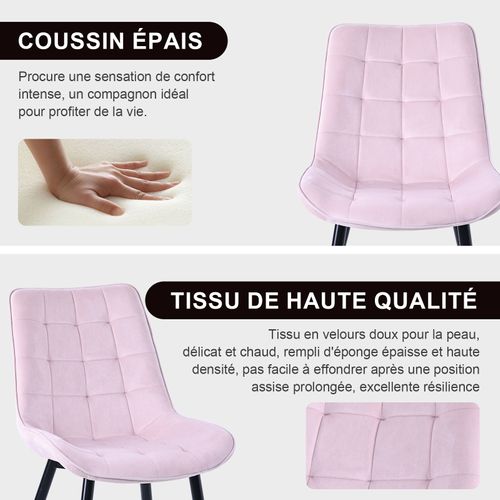 Lot De 4 Chaises à Manger - Chaises De Salle à Manger, Chaise De Bureau, Tabouret - Rose