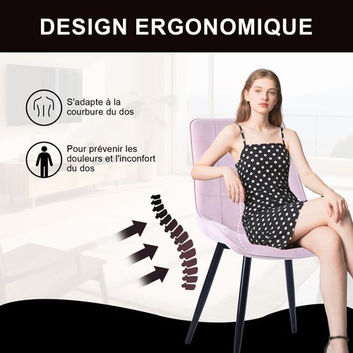 Lot De 4 Chaises à Manger - Chaises De Salle à Manger, Chaise De Bureau, Tabouret - Rose
