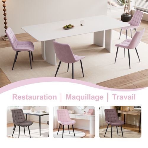 Lot De 4 Chaises à Manger - Chaises De Salle à Manger, Chaise De Bureau, Tabouret - Rose