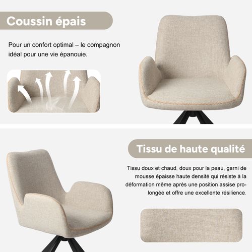 Lot De 4 Chaises Salle à Manger Et Cuisine, Bureau – Confort 56×59×82 Cm – 360°-Avione