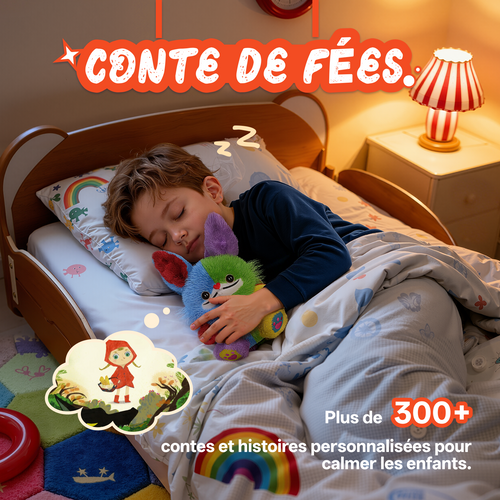 Peluche IA interactive – Jouet multilingue (18+), 300+ contes, contrôle parental, Wi-Fi 2,4 GHz