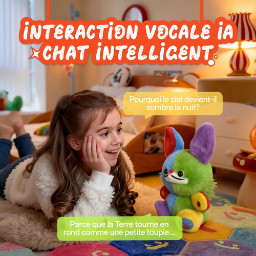 Peluche IA interactive – Jouet multilingue (18+), 300+ contes, contrôle parental, Wi-Fi 2,4 GHz
