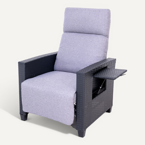 Chaise Longue Jardin Réglage Automatique Avec Table–résine Tressée, Coussins épais–ty02