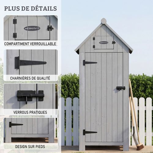 Abri De Jardin En Bois Avec Toit En Appentis Protégé UV, 77 × 54.3 × 179 Cm, Gris