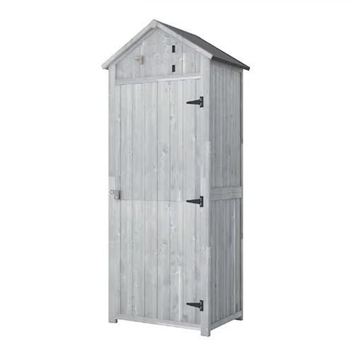 Abri De Jardin En Bois Avec Toit En Appentis Protégé UV, 77 × 54.3 × 179 Cm, Gris