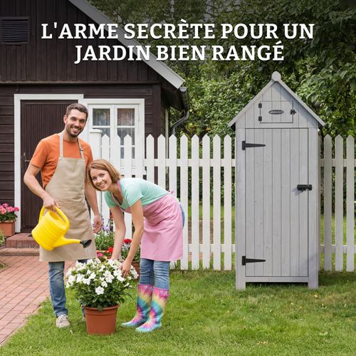 Abri De Jardin En Bois Avec Toit En Appentis Protégé UV, 77 × 54.3 × 179 Cm, Gris