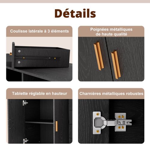 Buffet Moderne Avec 4 Tiroirs, 2 Portes Et 2 Compartiments Ouverts – Meuble De Rangement