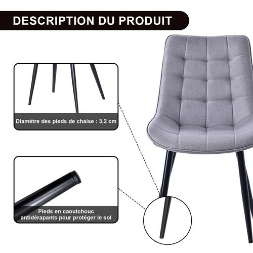 Lot de 2 chaises salle à manger, idéal pour le salon ou la cuisine — dimensions 53 × 62.5 × 88 cm