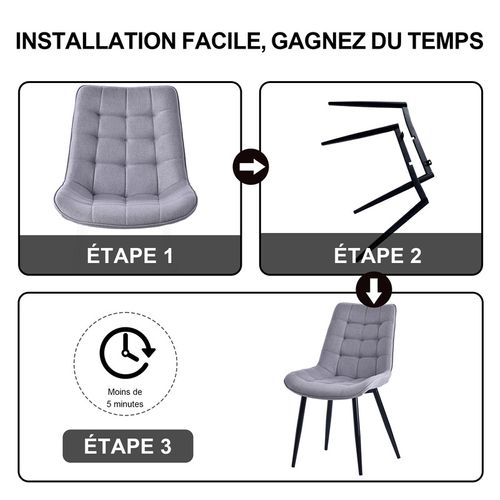 Lot de 2 chaises salle à manger, idéal pour le salon ou la cuisine — dimensions 53 × 62.5 × 88 cm