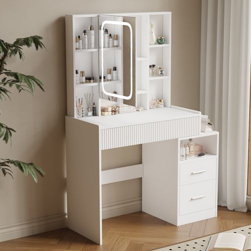 Coiffeuse LED – Table De Maquillage Avec Éclairage à Intensité Réglable,Pour Chambre Et Dressing