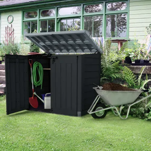 Coffre De Rangement Exterieur En Résine - 1200 L - Multifonctions - Toit Plat