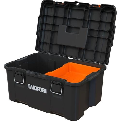 Boîte à Outils Empilable Stack N Roll - 48 X 33 X 26 Cm, Noire Avec Insert Orange