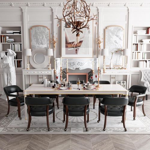 Lot De 4 Chaises De Table Game Poker Roulettes Grandes Fauteuil Vintage Rembourré Noir