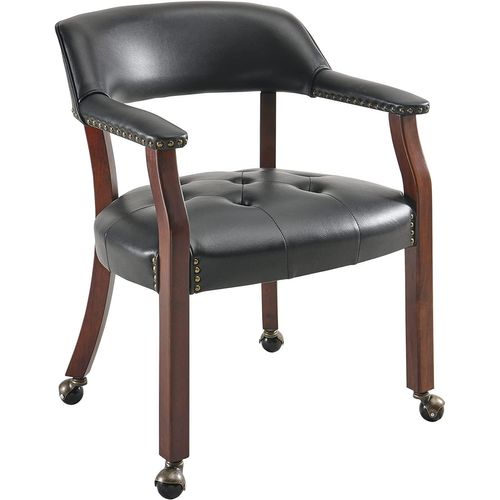Lot De 4 Chaises De Table Game Poker Roulettes Grandes Fauteuil Vintage Rembourré Noir