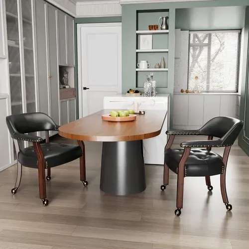 Lot De 4 Chaises De Table Game Poker Roulettes Grandes Fauteuil Vintage Rembourré Noir