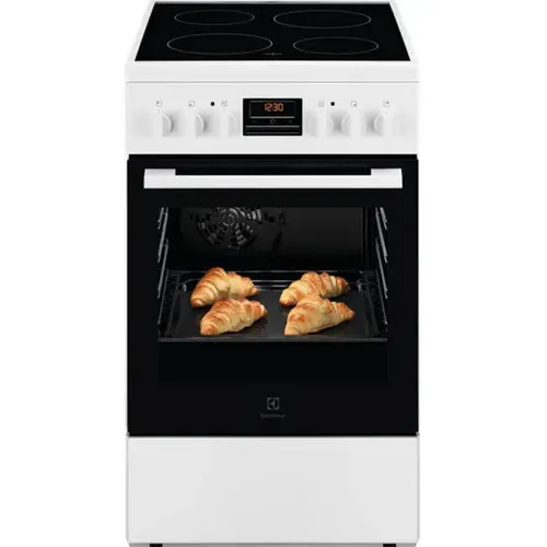 Cuisinière Vitrocéramique 4 Feux 57l 50 cm Chaleur tournante Catalyse Blanc - Lkr524288w