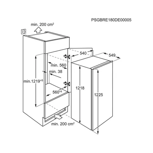 Réfrigérateur Intégrable 1 Porte 122 cm - Erb3de12s