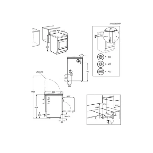 Cuisinière Mixte 3 foyers gaz + 1 électrique - Lkm624022w